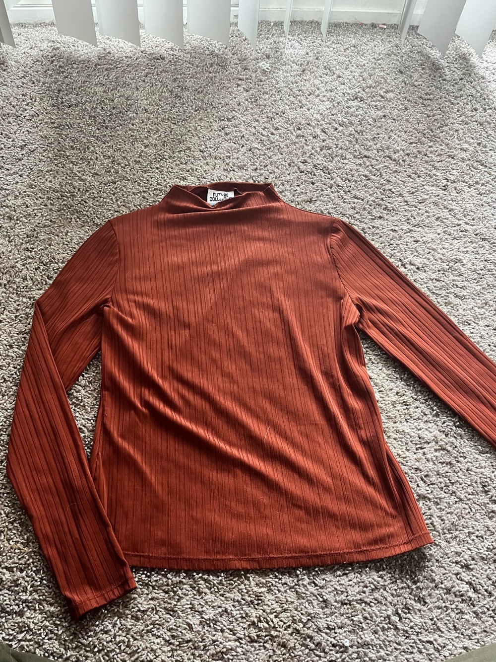 Skyline Collective Women's Rust Ribbed Long Sleeve Top